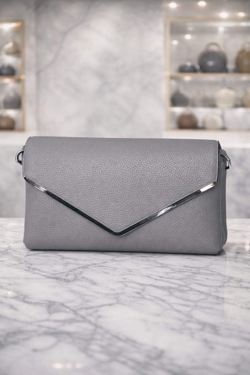 Limuccxi Grey Envelope Clutch Crossbody