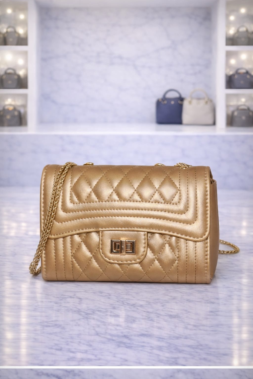 Limuccxi Gold Quilted Crossbody