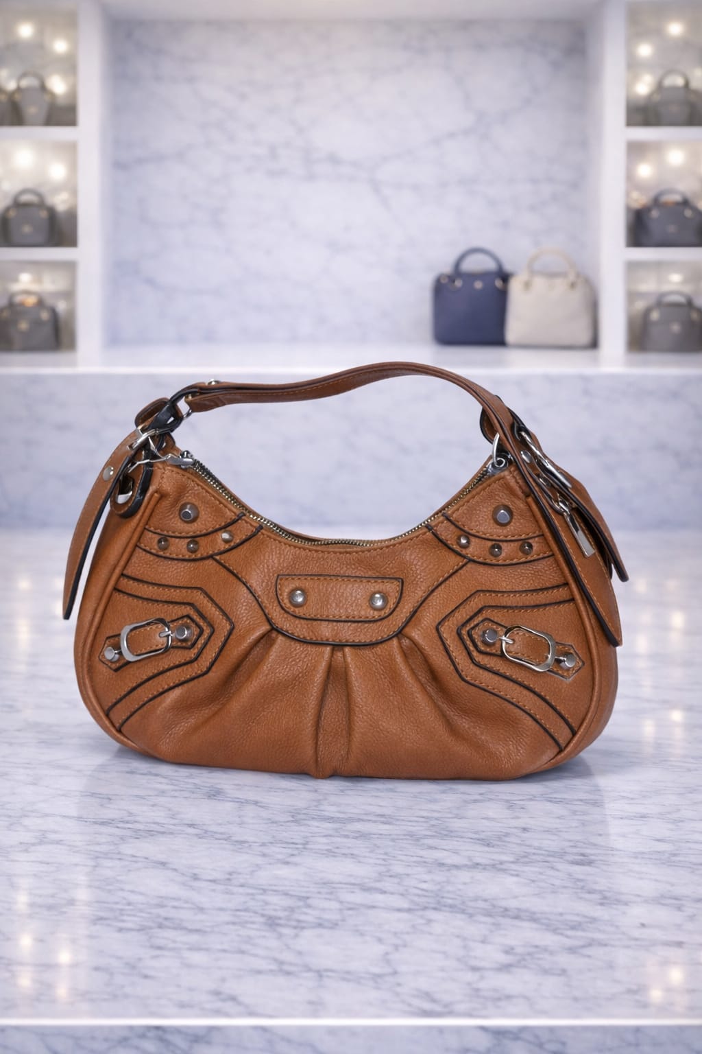 Limuccxi Brown Camel Studded Bag