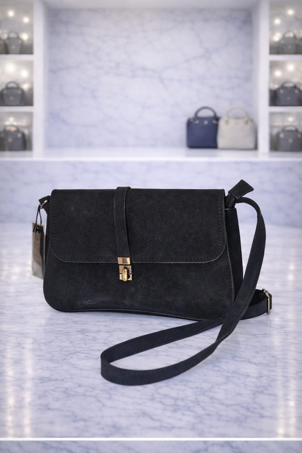 Limuccxi Black Suede Crossbody Bag