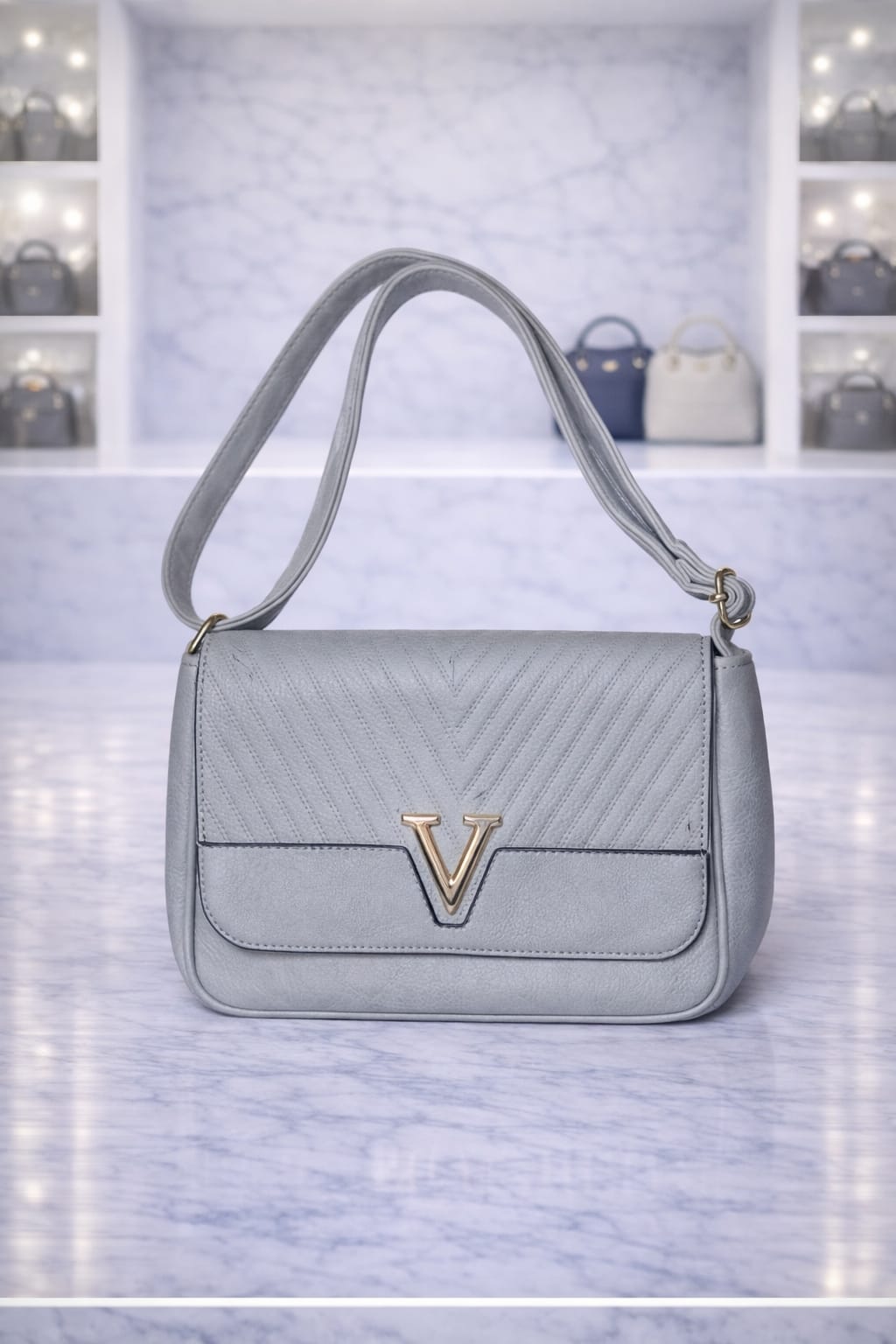 Limuccxi Grey V-Logo Shoulder Bag