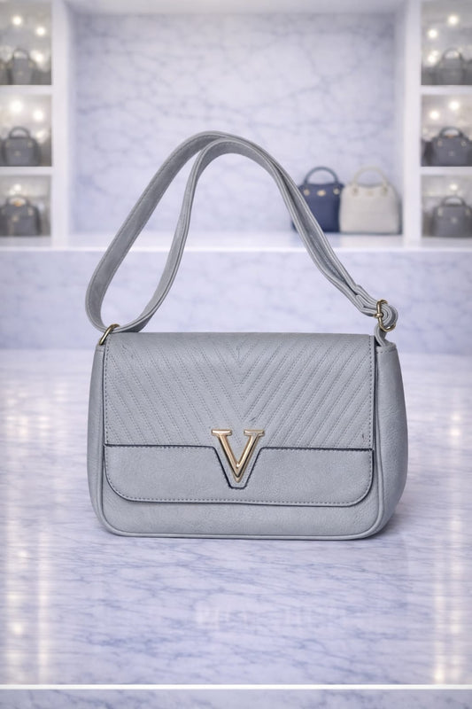 Limuccxi Grey V-Logo Shoulder Bag