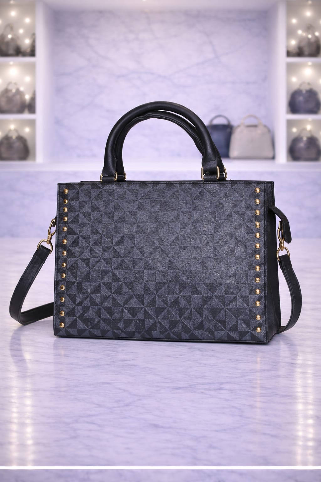 Limuccxi Black Studded Structured Bag