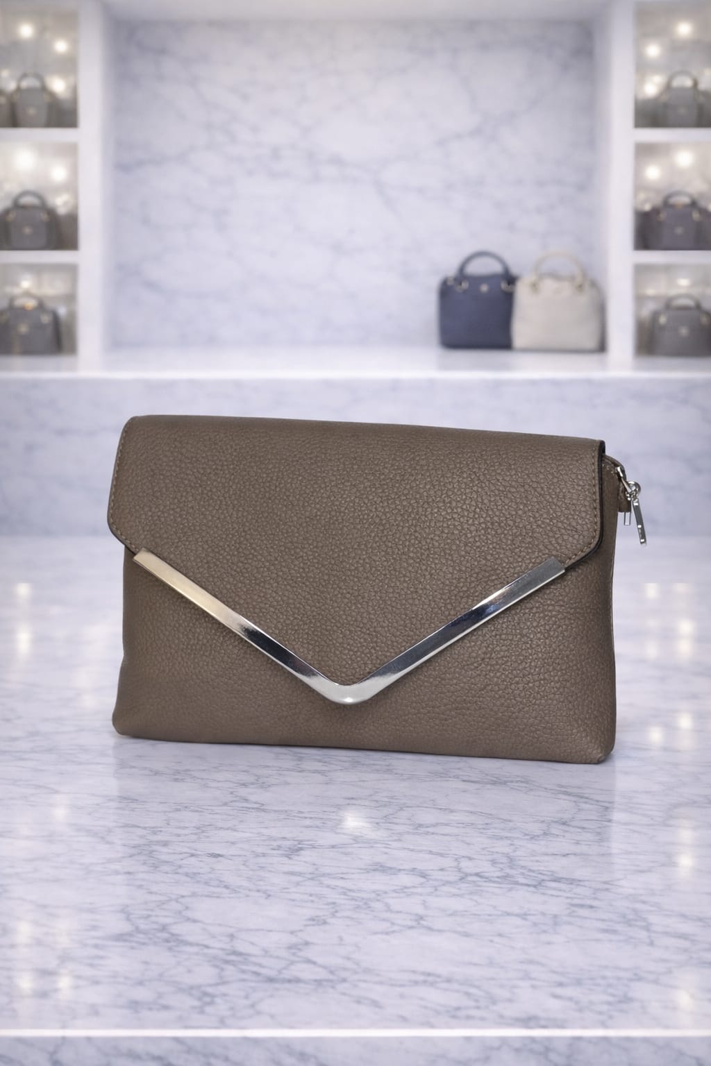 Limuccxi Beige Taupe Envelope Clutch Crossbody