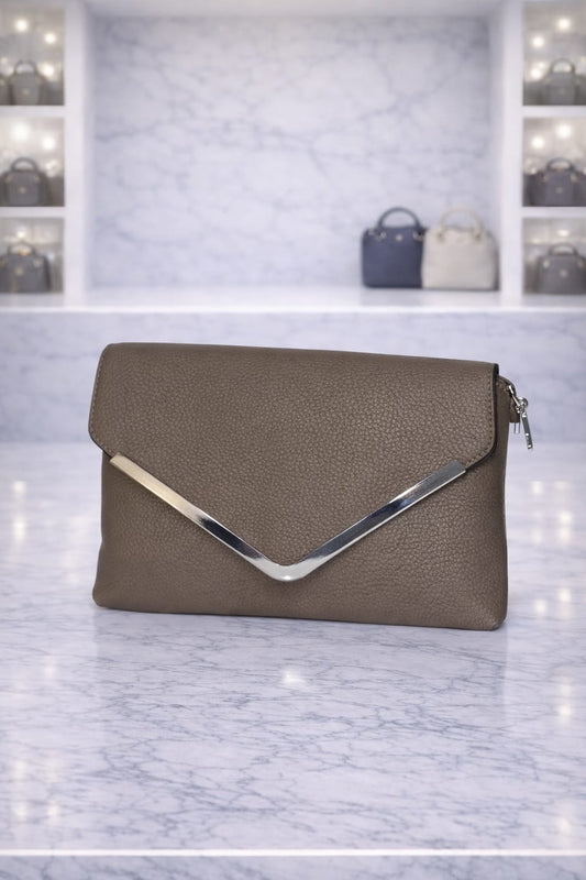Limuccxi Beige Taupe Envelope Clutch Crossbody