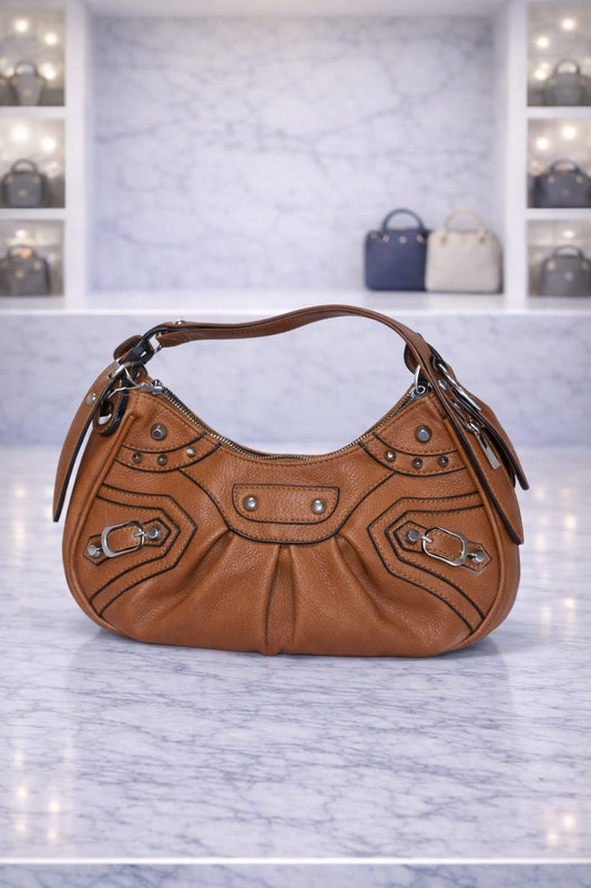 Limuccxi Brown Camel Studded Bag